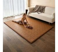 Genérico Colchón de Suelo japonés, tapete de Tatami Tejido Plegable con cojín de Esponja de Alta Densidad y Base de Silicona Antideslizante, Alfombra Enrollable Transpirable(Caramel,200 * 300cm)