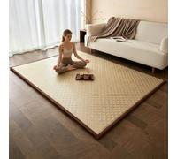 Genérico Colchón de Suelo japonés, tapete de Tatami Tejido Plegable con cojín de Esponja de Alta Densidad y Base de Silicona Antideslizante, Alfombra Enrollable Transpirable(Beige,150 * 200 cm)
