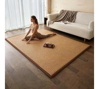 Genérico Colchón de Suelo japonés, tapete de Tatami Tejido Plegable con cojín de Esponja de Alta Densidad y Base de Silicona Antideslizante, Alfombra Enrollable Transpirable(Khaki,200 * 260 cm)