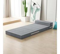 Genérico Colchón Plegable Individual O Doble De 5, 8 Y 10 Cm, con Almohada Portátil Colchón para Invitados con Funda Lavable Ideal para Camping, Viajes Y Camas De Suelo,Gris,160 * 60 * 10cm