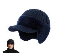 Genérico ColdShield Trapper Blocking Knitted Hats, Windproof Winter Beanie with Ear Flaps & Brim, Cold Weather Outdoor Activities (Blue)