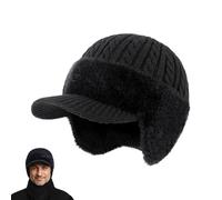 Genérico ColdShield Trapper Blocking Knitted Hats, Windproof Winter Beanie with Ear Flaps & Brim, Cold Weather Outdoor Activities (Black)