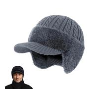 Genérico ColdShield Trapper Blocking Knitted Hats, Windproof Winter Beanie with Ear Flaps & Brim, Cold Weather Outdoor Activities (Grey)