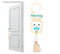 Genérico Colgador De Puerta Del De Los Dientes | Caja de Recogida de Dientes Perdidos con Ranura para Dinero | Caja de Recuerdo de Madera con Bolsita, Souvenir para Niños y Niñas Decoración del Hogar