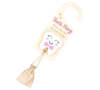 Genérico Colgador De Puerta Del De Los Dientes,Caja de Recogida de Dientes Perdidos con Ranura para Dinero - Caja de Recuerdo de Madera con Bolsita, Souvenir para Niños y Niñas Decoración del Hogar