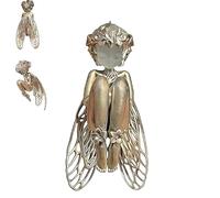 Genérico Colgante Ángel Silencioso, Elegante Colgante de Ángel Guardián, Plata de Ley 925, Joyería con Cabello Rizado Tallado a Mano y Alas de Filigrana, Para Mujeres y Hombres, Cumpleaños (1Pc)