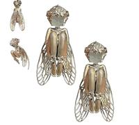 Genérico Colgante Ángel Silencioso, Elegante Colgante de Ángel Guardián, Plata de Ley 925, Joyería con Cabello Rizado Tallado a Mano y Alas de Filigrana, Para Mujeres y Hombres, Cumpleaños (2Pcs)