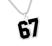 Genérico Colgante De Número | Joyería Deportiva En Acero Inoxidable | Collar con Colgante de Número Sesenta y Siete,Para Niñas Niños Adolescentes Amigos Familia Mujeres Hombres