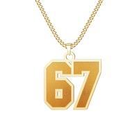 Genérico Colgante De Número - Joyería Deportiva En Acero Inoxidable - Collar con Colgante de Número Sesenta y Siete,Regalo para Niñas Niños Adolescentes Mujeres Hombres Familiares y Amigos