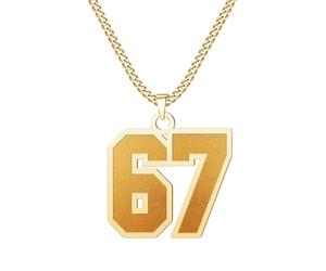 Genérico Colgante De Número - Joyería Deportiva En Acero Inoxidable - Collar con Colgante de Número Sesenta y Siete,Regalo para Niñas Niños Adolescentes Mujeres Hombres Familiares y Amigos