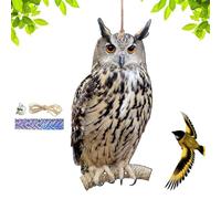 Generico Colgante espantapájaros búho - Decoración repelente para 60 cm, para la protección del jardín, espantapájaros para colgar con material PP impermeable y de Campanell