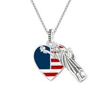 Genérico Colgante para Pulseras | Estatua Mujer Bandera Americana | de Cadena para Pulsera con Corazón,Para Mujer Niñas Mochila Bolso Cartera Monedero Llavero Regalo Diario Cumpleaños