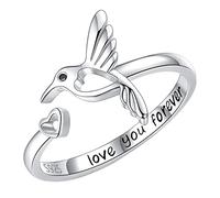 Genérico Colibrí Corazón Apertura Mujer Versátil Corazón Love You Ring Anillos Servilleta Manos (Black, One Size)