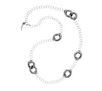 Genérico Collana Lunga Raspini Longuette Coccodrillo in Argento 925 | Sautoir Donna 95 cm Fatto a Mano in Italia con Anelli a Texture Animalier