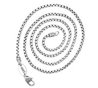 Genérico Collar Cadena Eslabones for Mujeres y Hombres, Collar Vajra, Collar de Caja Retro, Plata de Ley 925 Maciza, Disponible en 18/20/22/24/26/28/30 Pulgadas(60cm,3mm)