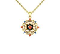 Genérico Collar Chinoiserie Dunhuang Lotus Plata De Ley 925 con Incrustaciones De Circón Colorido Joyería Chinachic para Mujer Collar Mujer Verano