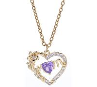 Genérico Collar con colgante de corazón con piedra de nacimiento y flor de nacimiento para mamá, regalo de diamantes y circonitas para esposa, joyería para el Día de la Madre (2)