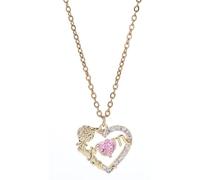 Genérico Collar con colgante de corazón con piedra de nacimiento y flor de nacimiento para mamá, regalo de diamantes y circonitas para esposa, joyería para el Día de la Madre (10)