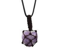 Genérico Collar con Colgante De Corazón De Cristal Curativo Natural para Hombres Y Mujeres, Piedra De Mica Morada con Cuerda Tejida A Mano, Joyería De Chakras, Regalo para Un Amigo.