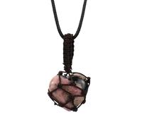 Genérico Collar con Colgante De Corazón De Cristal, Hecho A Mano, con Cuerda Tejida, Piedra De Cristal Semipreciosa, Gargantilla Ajustable, Joyería para Mujeres Y Hombres, Rodocrosita