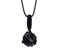 Genérico Collar con Colgante De Cristal Anudado A Mano, Envuelto En Alambre Negro, Piedras Preciosas Curativas Naturales, Joyería Ajustable, Regalo para Mujeres Y Hombres, Obsidiana.