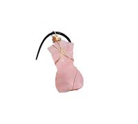 Genérico Collar con Colgante de Cristal Natural, Abalorio de Alambre Dorado con Cadena de Poliuretano Ajustable, Gargantilla de Piedras Preciosas Pulidas para Mujeres y Hombres, Cuarzo Rosa.