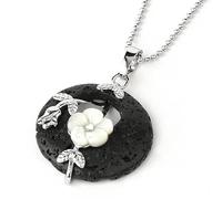 Genérico Collar con Colgante de Donut de Cristal Natural para Hombres y Mujeres|Colgante de Flor de Jade con Piedras Preciosas y Cadena de Plata,Amuleto de Joyería,Regalo para Niñas,Lava