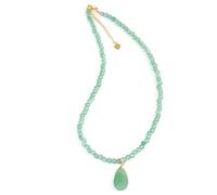 Genérico Collar con Colgante de Gota de Agua y Cadena de Cuentas para Hombre y Mujer|Colgante de Piedra Preciosa de Cristal,Amuleto de Aventurina