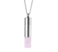 Genérico Collar con Colgante De Piedra De Aromaterapia Y Difusor De Aceites Esenciales Unisex, Cadena De Piedras Preciosas con Cristales Curativos para Mujeres Y Hombres, Regalo De Cuarzo Rosa.