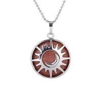 Genérico Collar Con Colgante Redondo De Sol Y Luna, Piedra De Cristal Curativa, Cadena De Cuentas, Joya Espiritual De Reiki Natural, Para Pareja De Amigos, Color Marrón Arena.