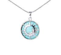 Genérico Collar Con Colgante Redondo De Sol Y Luna, Piedra De Cristal Curativa, Cadena De Cuentas, Joyería Espiritual De Reiki Natural, Turquesa Para Pareja De Amigos.