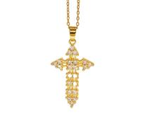 Genérico Collar Con Cruz Para Mujer, Chapado En Oro De 18 Quilates, Con Circonitas Cúbicas Y Colgante De Corazón. Joyería Delicada Con Diamantes. Regalo Religioso.