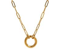 Genérico Collar de 1 pieza con clip de papel y cadenas de eslabón 304 para mujeres con un broche de primavera 45cm (17,7")