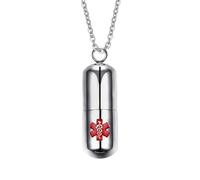 Genérico Collar de Acero Inoxidable Colgante Pastillero Abierto Colgante Creativo para Cuello Joyería para Hombres y Mujeres Decoración Funcional y Resistente Obsequio para Uso Diario