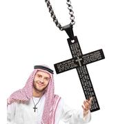 Genérico Collar de cadena bíblica para hombres,Collar de cadena religiosa, cristiano Santo colgante, Joyería cristiana de acero inoxidable, colgante de versículo bíblico de sagrada, collar religi