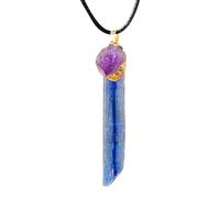 Genérico Collar de colgante azul natural, collar de piedra azul para mujeres | Collar de cristales naturales de amatista,Colgante de piedra de joyería vintage para curación emocional y espiritual