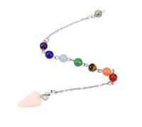 Genérico Collar de columna hexagonal de piedra natural - Colgante de yoga de cristal rosa y morado(Pinkcrystalcolorfulbeadchain)
