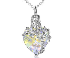 Genérico Collar de cremación de árbol enredado para cenizas de mascotas o restos humanos Diseño en forma de corazón Joyería conmemorativa de acero inoxidable Joyería de cremación