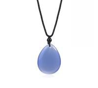 Genérico Collar de Cristal con Colgante de Gota de Agua y Cadena Ajustable para Hombres y Mujeres|Gargantilla con Amuleto de Cuentas de Piedras Preciosas de Cristal de Ojo de Gato,Color Azul