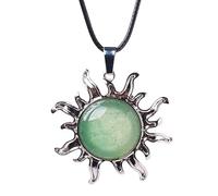 Genérico Collar De Cristal Curativo Para Hombres Y Mujeres, Colgante De Sol Con Piedra Preciosa Natural Y Cordón De Cera Ajustable, Collar Energético, Joyería De Aventurina, Regalo.