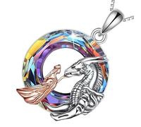Genérico Collar De Dragón Para Mujeres | Collar de Joyería con Diseño de Niña Linda y Dragón - Cadena Ajustable Con Colgante,Para Uso Diario Fiestas Bodas Viajes Regalo