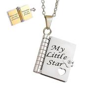 Genérico Collar de Libro Mi Pequeña Estrella, Collar de Libro Mi Increíble Hija para Hija, Collares de Libros Multicapa con 6 Páginas de Información Grabada, Regalo Personalizado para Ella (Sliver)