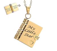 Genérico Collar de Libro Mi Pequeña Estrella, Collar de Libro Mi Increíble Hija para Hija, Collares de Libros Multicapa con 6 Páginas de Información Grabada, Regalo Personalizado para Ella (Gold)