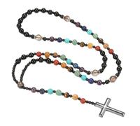 Genérico Collar De Los 7 Chakras Para Mujer Y Hombre. Collar De Cuentas De Cristal Curativo Con Colgante De Cruz. Joyería Espiritual Hecha A Mano Para Meditación Y Equilibrio.