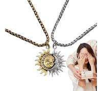 Genérico Collar de Luna y Sol,Collar de para Parejas | Collares con colgante de pareja de acero de titanio,Collar con colgante de sol de media luna de pareja vintage para el día de San Valentín