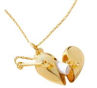 Genérico Collar de medallón de corazón de oro de las mujeres - colgante de carta de amor abierta con flecha de Cupido, joyería deliciosa personalizada para el día de San Valentín (sin nota incluida)