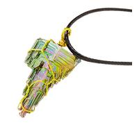Genérico Collar De Mineral De Bismuto - Colgante De Piedra Mineral Iridiscente, Collar Hecho A Mano Envuelto En Alambre, Joyería De Única, Amuleto De Cuarzo Colorido Para Mujeres, Hombres, Regalo De