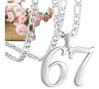 Genérico Collar De Número Para Deportes, Joyería Deportiva En Acero Inoxidable, Collar con Colgante de Número Sesenta y Siete, Regalo para Niñas Niños Adolescentes Mujeres Hombres Familiares y Amigos
