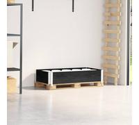 Genérico Collar de Palet Madera Maciza de Pino Negro 100x50 cm,Economía e Industria,Manipulación de Materiales,Plataformas de Carga y palés-4010279