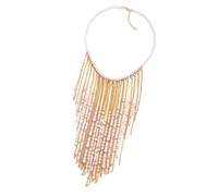 Genérico Collar de perlas de múltiples hilos y eslabones de metal, diseño de borlas ligeras para uso diario Collar de perlas de bohemias